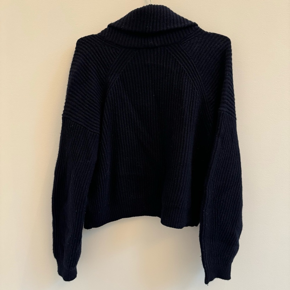 Vince Black Ribbed Open-Front Sweater - Picture 4 of 6